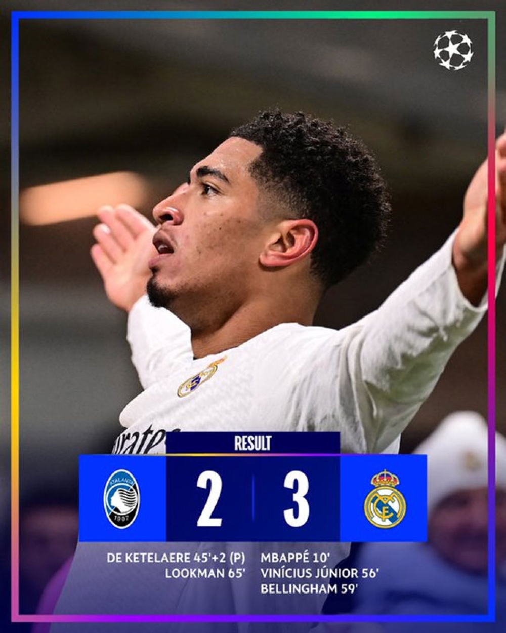 Kết quả Atalanta 2-3 Real Madrid: Chiến thắng nhọc nhằn